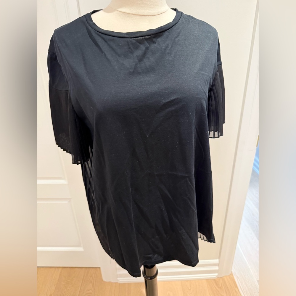 Sandro Blue and White Boxy T-Shirt